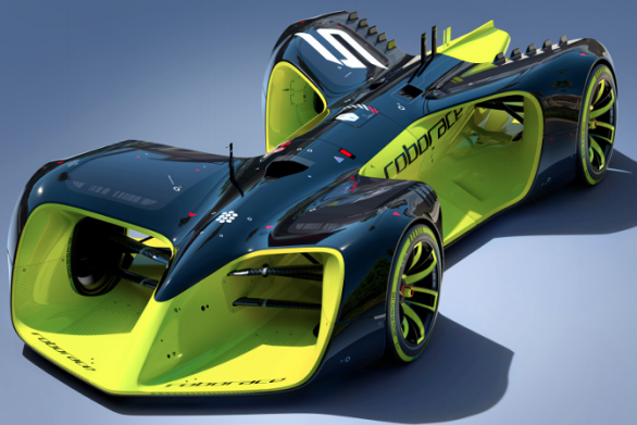 The first image of the new driverless car to run in the Roborace category 