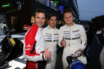 (left to right) Romain Dumas, Neel Jani, Marc Lieb will start the Spa 6 Hour from pole