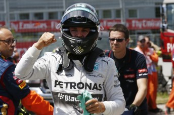 Nico Rosberg celebrates pole in Montreal