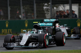 Nico Rosberg heads Lewis Hamilton in a Mercedes one-two 