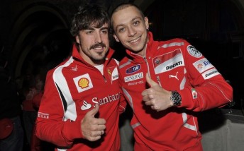 Valentino Rossi (left) with Ferrari