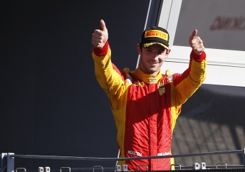 Alexander Rossi celebrates GP2 victory at Monza 