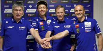 Valentino Rossi celebrates new Yamaha contract