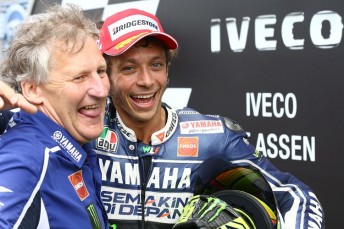 Jeremy Burgess and Valentino  Rossi celebrate at Assen