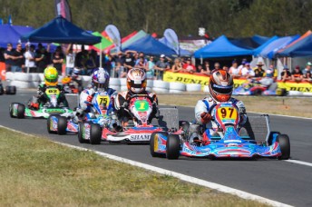 Chris Hays leading the Pro Gearbox (KZ2) field on his way to victory (Pic: AF Images/Budd)