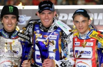 Chris Holder (left) closed in on the SGP Championship lead in a surprising Polish GP