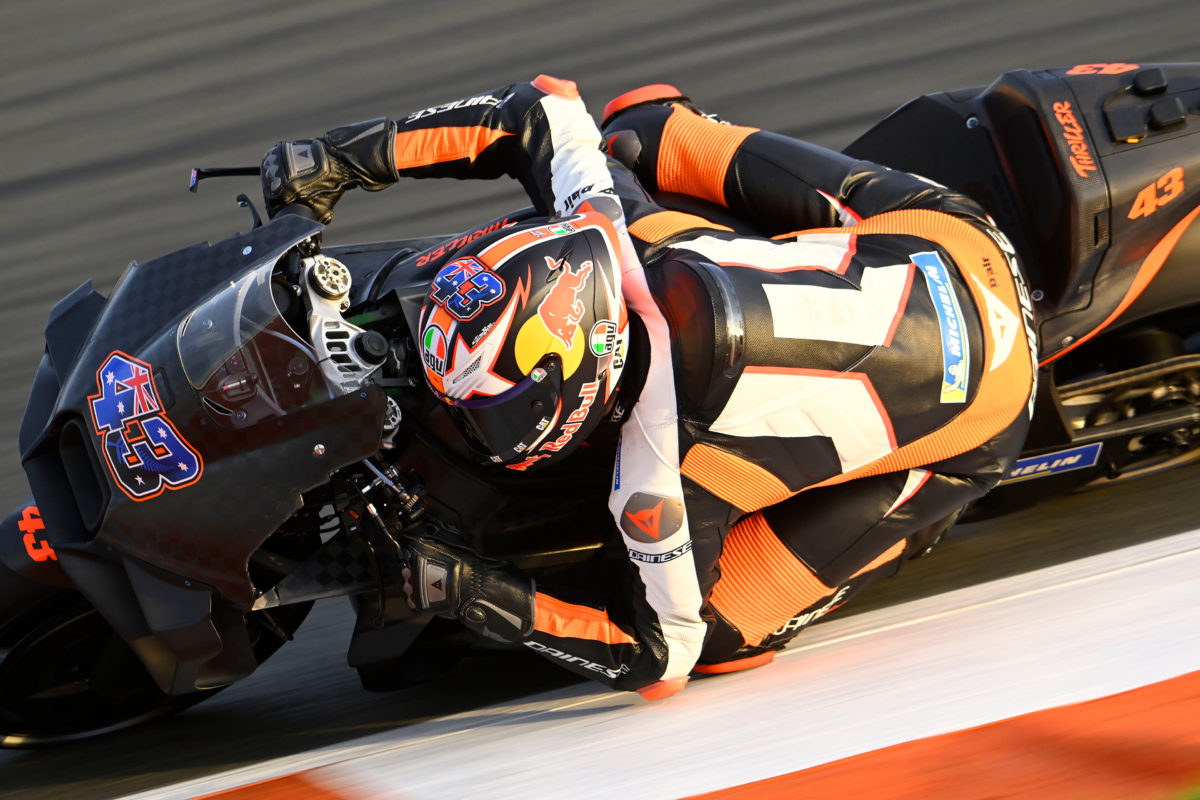 Jack Miller testing a KTM MotoGP bike in the 2022 post-season
