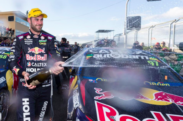 Shane van Gisbergen celebrates victory