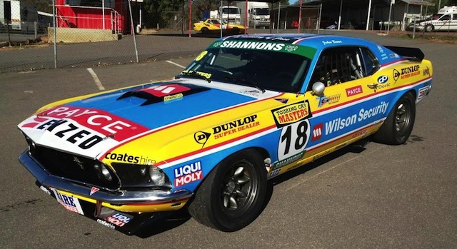 John Bowe shakes down his Mustang Fastback at Winton in revised livery for the 2015 Touring Car Masters 