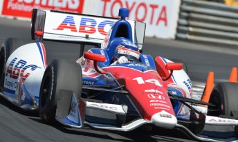 Takuma Sato has broken through for his first IndyCar win