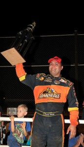 Donny Schatz celebrating his eighth win in the Scott Darley ,000 to win event. Pic: Paul Carruthers