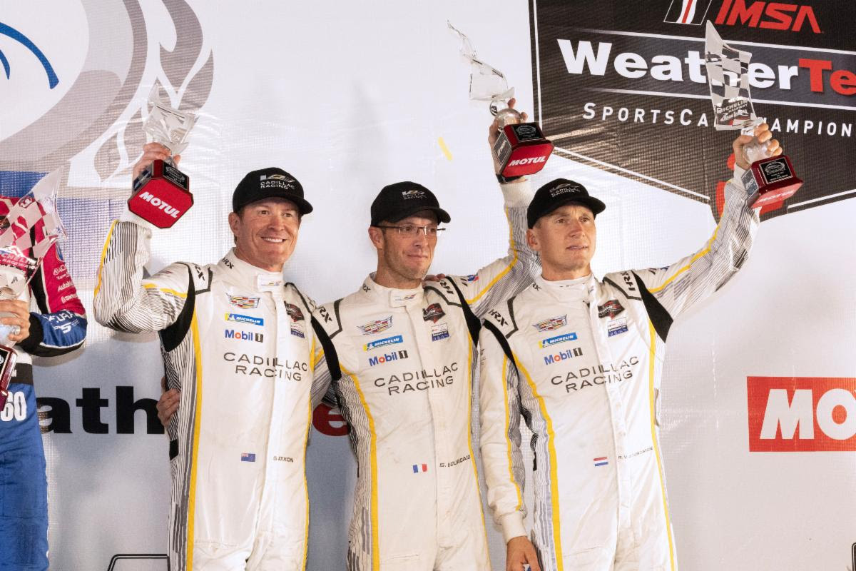 Scott Dixon, Sebastien Bourdais, and Renger van der Zande (left to right) finished second outright in Petit Le Mans. Image: Supplied