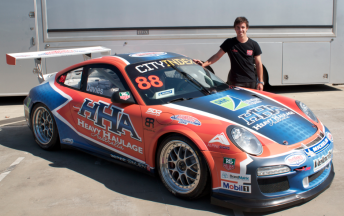 Shae Davies with the Porsche guest car he will drive at Surfers Paradise this weekend