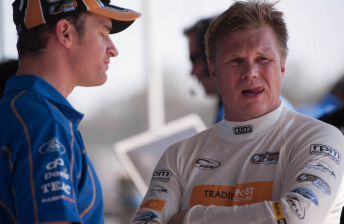 Will Davison and Mika Salo at Queensland Raceway today