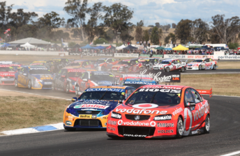 Jamie Whincup leads at the start of Race 28 today
