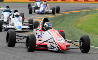 Fujitsu Cool driver and Formula Ford champion Jack Le Brocq leading the field at Albert Park