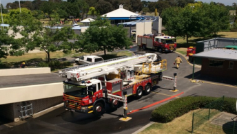 An area in a grandstand at Sandown has been damaged by fire. pic: Keith Pakenham/CFA