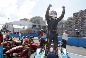 Sebastien Buemi celebrates Formula E victory in Uruguay 