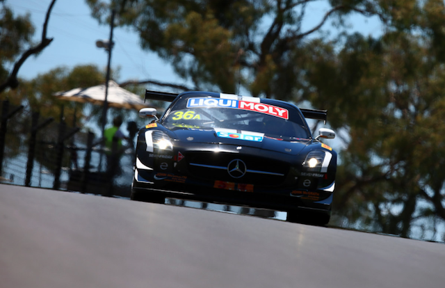 The #36 Erebus Mercedes has inherited the lead at the halfway of the Bathurst 12 Hour