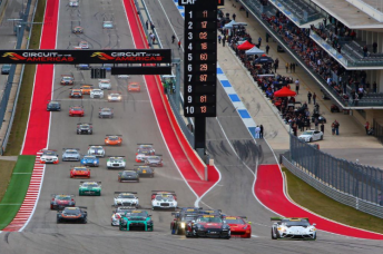 Pirelli World Challenge field heads to Turn 1 at the Circuit of the Americas