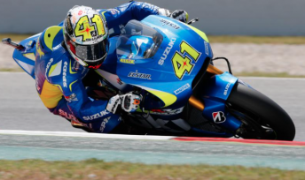 Aleix Espargaro on his way to a landmark pole position for Suzuki