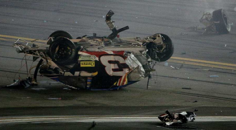 The crumpled wreck of Austin Dillon
