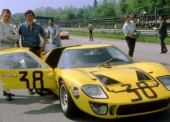 John Raeburn left next to the GT40 he campaigned in 1968