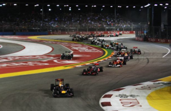 Sebastian Vettel leads the field at the start of the Singapore Grand Prix