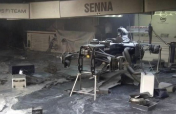 The remains of the Williams F1 garage after the team