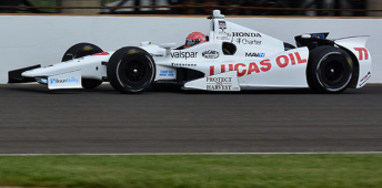 Simon Pagenaud turns the quickest lap of the week in practice for the Indy 500