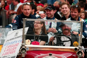 Allan Simonsen (left) during the Le Mans parade this week