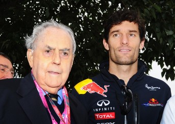 Sir Jack Brabham and Mark Webber at 2011 Australian Grand Prix