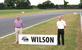 Keith Wilson and Jonathan Palmer unveil the new Wilson hairpin at Snetterton