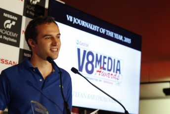 Speedcafe.com editor Stefan Bartholomaeus claimed two key gongs at the V8 Media awards. 