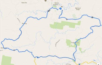 An outline of the 47km Sunshine Coast TT course