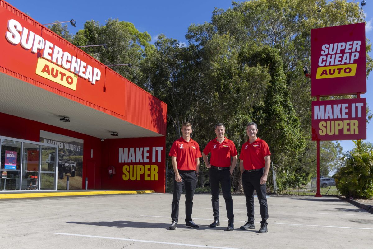 Supercheap Auto Managing Director Benjamin Ward (centre) with Goddard and Lowndes