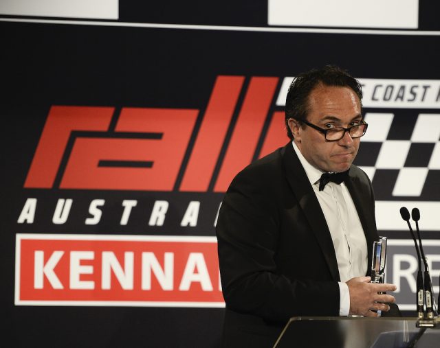 Sven Meets is seen with special award during the WRC Gala 2016 in Sydney, Australia on November 21, 2016