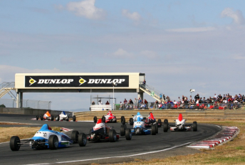 The Formula Ford field at Symmons Plains last year