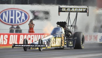 Tony Schumacher on his way to his ninth US Nationals win