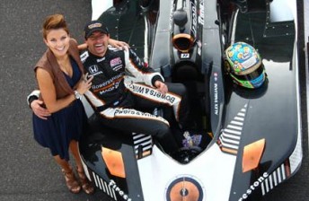 Alex Tagliani and wife Bronte celebrate pole position for the Indy 500