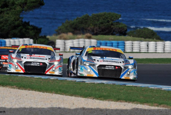 The #2 Audi of Garth Tander and Steve McLaughlan set the pace in opening practice for the Australian GT Endurance Championship