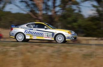 The world motorsport debut of the Hyundai Tiburon in 2002 Targa Tasmania