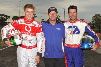 Chris Hays (left), Jon Targett (middle) and Matthew Wall (right) are teaming up for the 2010 CIK Stars of Karting Series. (Pic: photowagon.com.au)