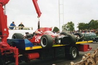 The wrecked McLaren BRM 