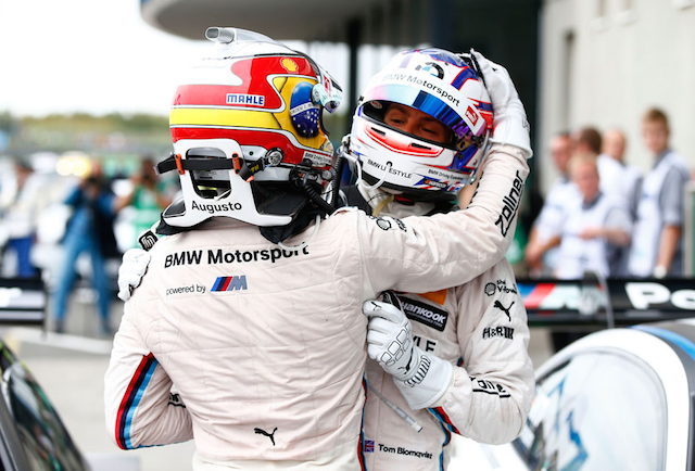 Augusto Farfus congratulates Tom Blomqvist on his maiden DTM triumph 