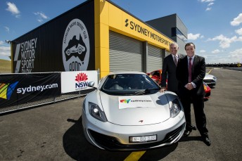 NSW Minister for Tourism George Souris (left) and NSW Minister for Sport Graham Annesley announce the Top Gear Festival will be at Sydney Motorsport Park