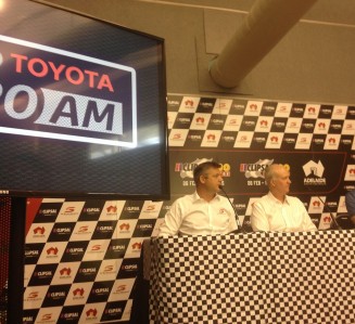 V8 Supercars chief executive James Warburton and Toyota