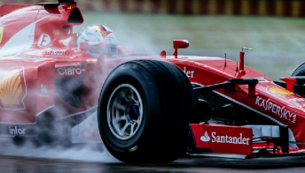 Sebastian Vettel test the new 2017 specification wet tyres