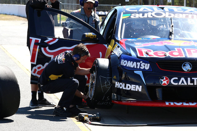 Jamie Whincup eveluated new Dunlop Tyre compounds at Queensland Raceway Pic: Matthew Paul Photography 