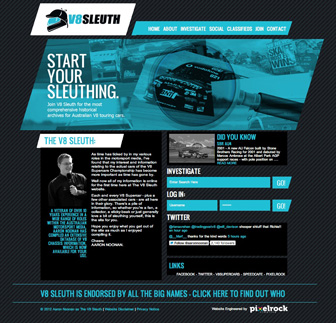 A screen shot of the V8 Sleuth site